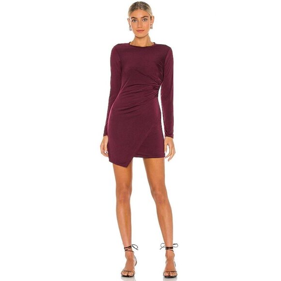 REVOLVE Krisa Long Sleeve Wrap Cherry Red Mini Dress XS - Picture 1 of 8